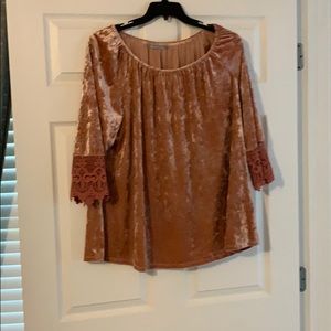 Rose colored velvet/lace top